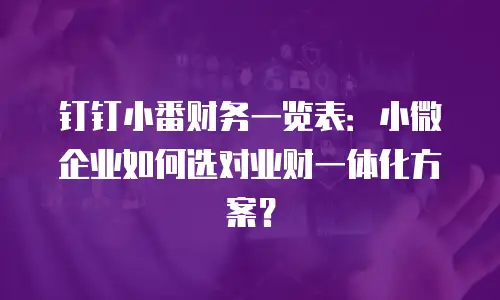 钉钉小番财务一览表：小微企业如何选对业财一体化方案？