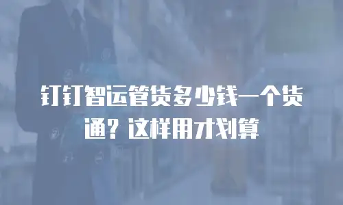 钉钉智运管货多少钱一个货通？这样用才划算