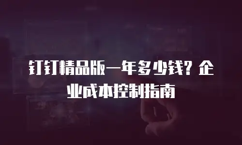 钉钉精品版一年多少钱？企业成本控制指南