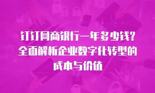 钉钉网商银行一年多少钱？全面解析企业数字化转型的成本与价值