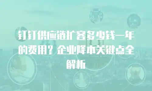钉钉供应链扩容多少钱一年的费用？企业降本关键点全解析