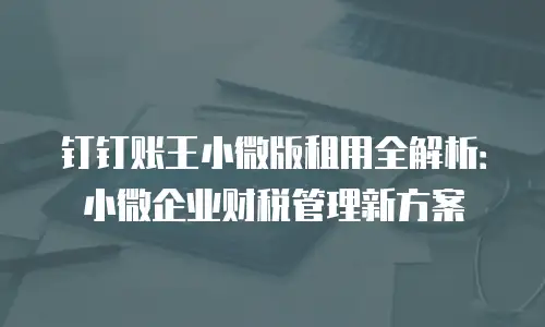 钉钉账王小微版租用全解析：小微企业财税管理新方案