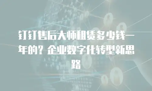 钉钉售后大师租赁多少钱一年的？企业数字化转型新思路