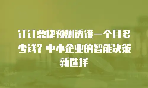 钉钉鼎捷预测透镜一个月多少钱？中小企业的智能决策新选择