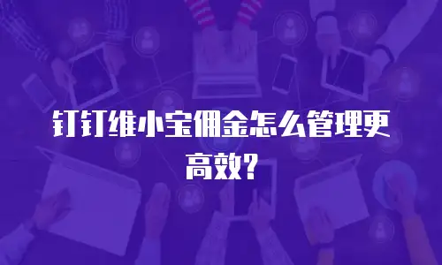 钉钉维小宝佣金怎么管理更高效？