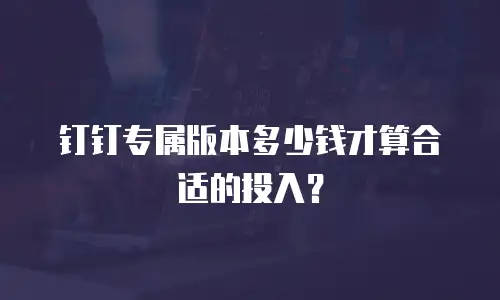 钉钉专属版本多少钱才算合适的投入？
