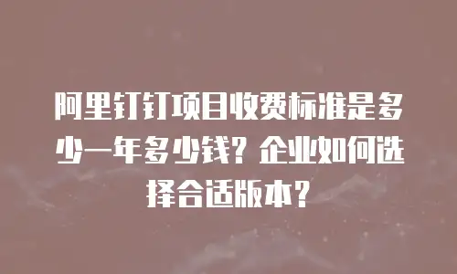 阿里钉钉项目收费标准是多少一年多少钱？企业如何选择合适版本？