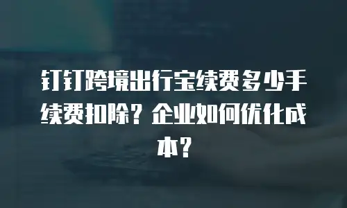 钉钉跨境出行宝续费多少手续费扣除？企业如何优化成本？