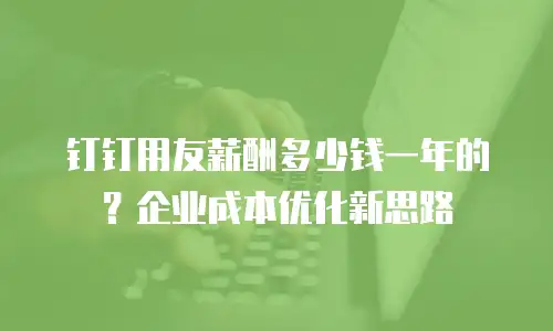 钉钉用友薪酬多少钱一年的？企业成本优化新思路