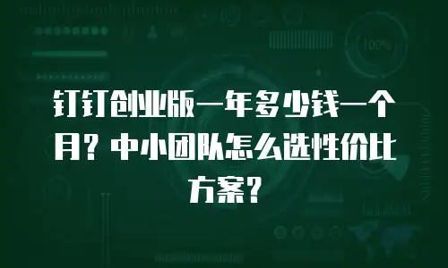 钉钉创业版一年多少钱一个月？中小团队怎么选性价比方案？