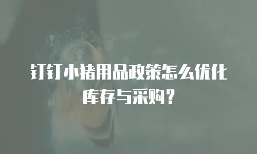 钉钉小猪用品政策怎么优化库存与采购？