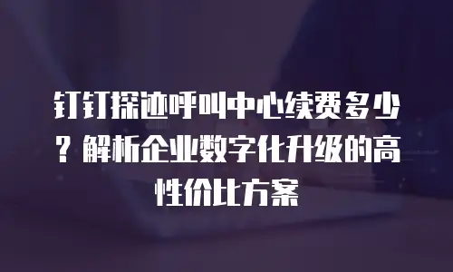 钉钉探迹呼叫中心续费多少？解析企业数字化升级的高性价比方案