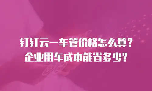 钉钉云一车管价格怎么算？企业用车成本能省多少？