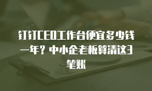 钉钉CEO工作台便宜多少钱一年？中小企老板算清这3笔账