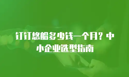 钉钉悠船多少钱一个月？中小企业选型指南
