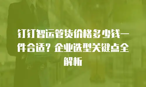 钉钉智运管货价格多少钱一件合适？企业选型关键点全解析