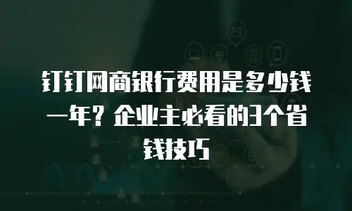 钉钉网商银行费用是多少钱一年？企业主必看的3个省钱技巧