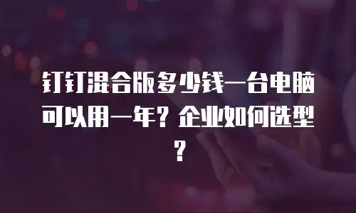 钉钉混合版多少钱一台电脑可以用一年？企业如何选型？