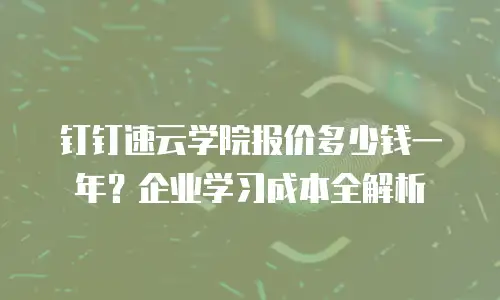 钉钉速云学院报价多少钱一年？企业学习成本全解析