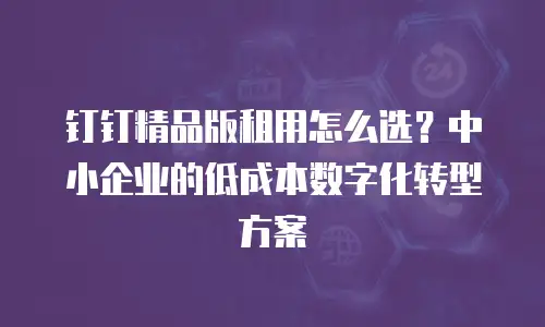 钉钉精品版租用怎么选？中小企业的低成本数字化转型方案