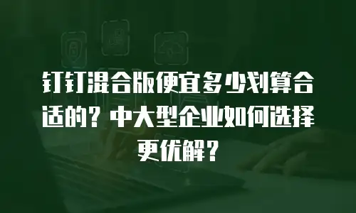 钉钉混合版便宜多少划算合适的？中大型企业如何选择更优解？