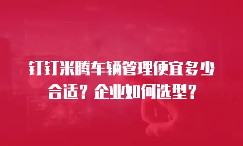 钉钉米腾车辆管理便宜多少合适？企业如何选型？
