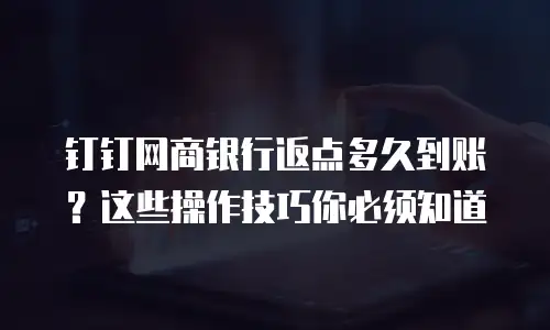 钉钉网商银行返点多久到账？这些操作技巧你必须知道
