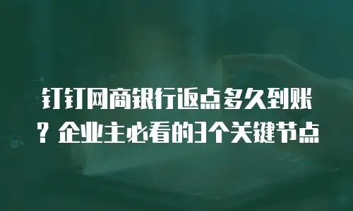 钉钉网商银行返点多久到账？企业主必看的3个关键节点
