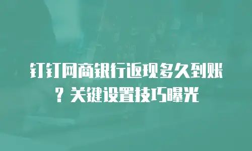 钉钉网商银行返现多久到账？关键设置技巧曝光