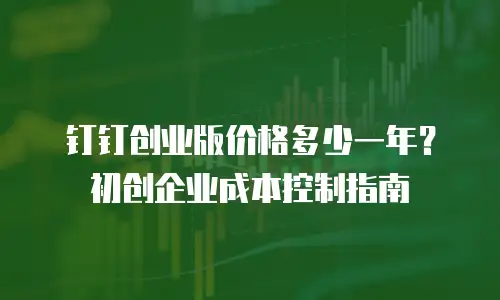 钉钉创业版价格多少一年？初创企业成本控制指南