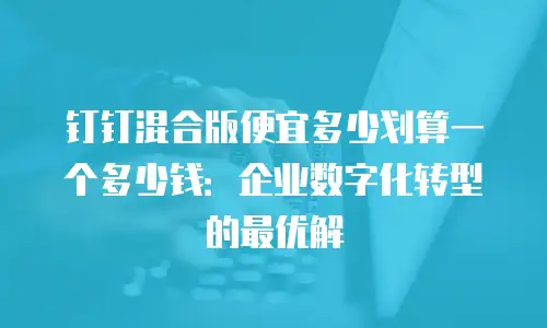 钉钉混合版便宜多少划算一个多少钱：企业数字化转型的最优解
