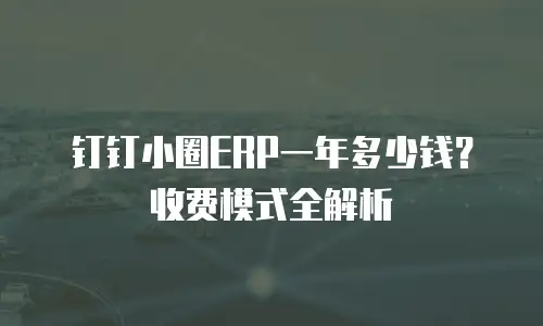 钉钉小圈ERP一年多少钱？收费模式全解析