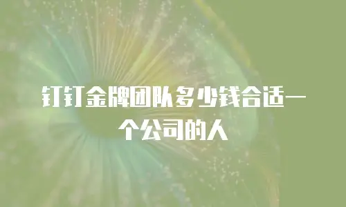 钉钉金牌团队多少钱合适一个公司的人