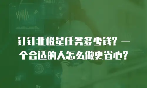 钉钉北极星任务多少钱？一个合适的人怎么做更省心？