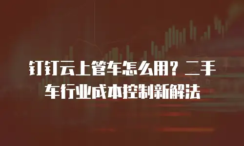 钉钉云上管车怎么用？二手车行业成本控制新解法