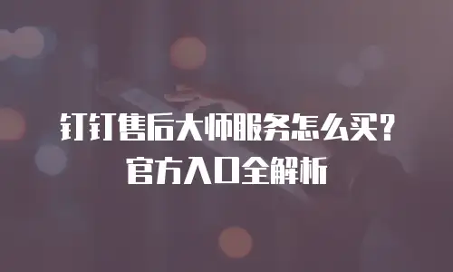 钉钉售后大师服务怎么买？官方入口全解析