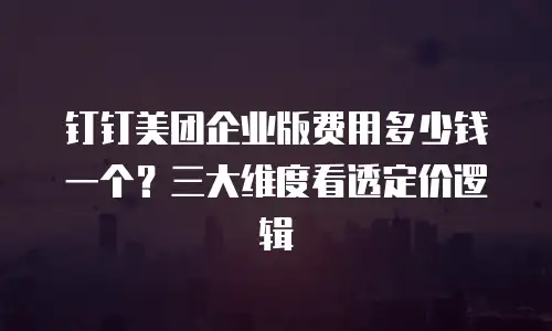 钉钉美团企业版费用多少钱一个？三大维度看透定价逻辑