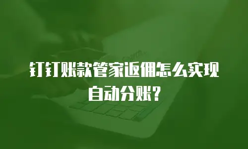 钉钉账款管家返佣怎么实现自动分账？
