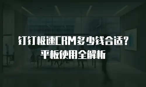 钉钉极速CRM多少钱合适？平板使用全解析