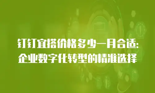钉钉宜搭价格多少一月合适：企业数字化转型的精准选择