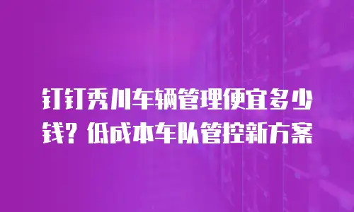 钉钉秀川车辆管理便宜多少钱？低成本车队管控新方案