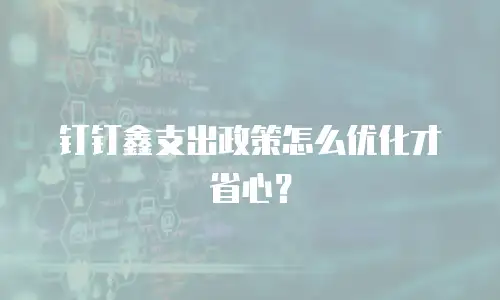 钉钉鑫支出政策怎么优化才省心？