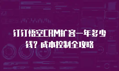钉钉悟空CRM扩容一年多少钱？成本控制全攻略