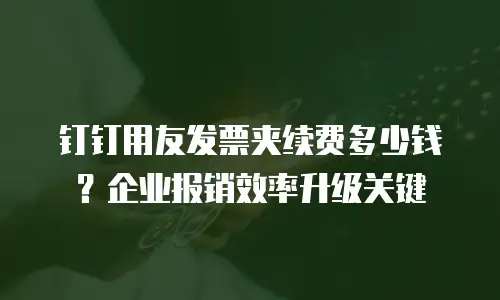 钉钉用友发票夹续费多少钱？企业报销效率升级关键