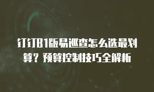 钉钉B1版易巡查怎么选最划算？预算控制技巧全解析