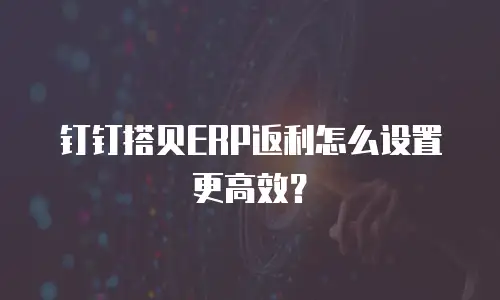 钉钉搭贝ERP返利怎么设置更高效？