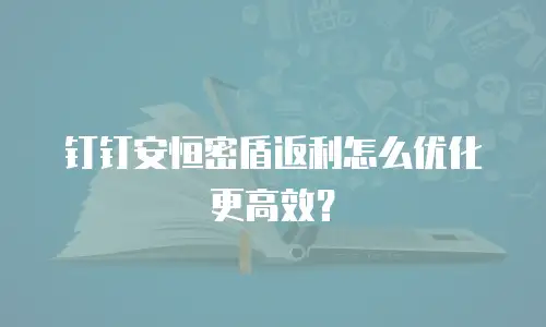 钉钉安恒密盾返利怎么优化更高效？