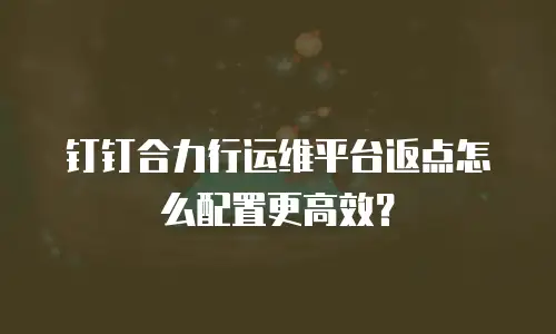 钉钉合力行运维平台返点怎么配置更高效？