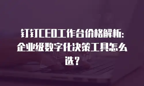 钉钉CEO工作台价格解析：企业级数字化决策工具怎么选？