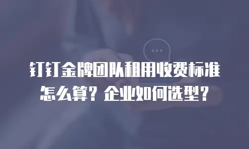 钉钉金牌团队租用收费标准怎么算？企业如何选型？